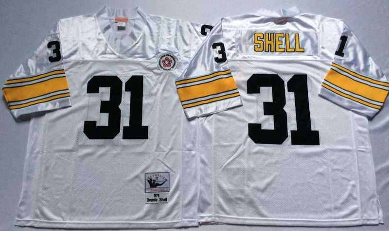 Steelers 31 Donnie Shell White M&N Throwback Jersey->nfl m&n throwback->NFL Jersey